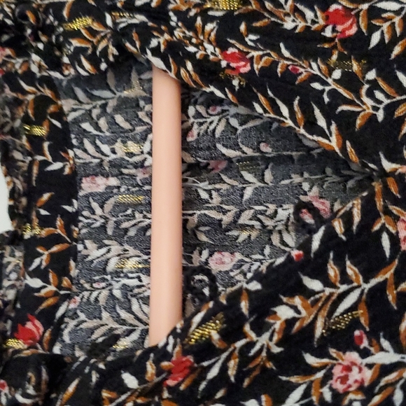 •Floral print•metallic gold accent•smock baby doll•Small - Picture 5 of 11